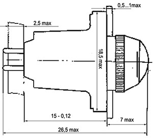 Рис.1. Схема габаритных размеров сигнального малогабаритного фонаря МФС-1