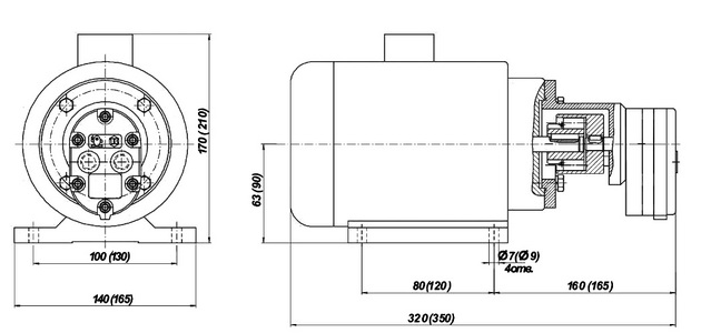 Схема габаритных и присоединительных размеров БГ11-11