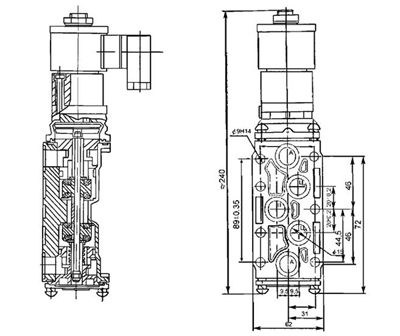 Габаритные и установочные размеры Клапана КЭП-16