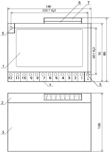Схема габаритных и установочных размеров Реле УРЧ-3М-С